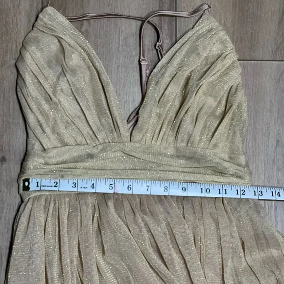Dress Day Women’s Elegant Cream Gold Sparkle Evening Gown Dress Small - Picture 5 of 5
